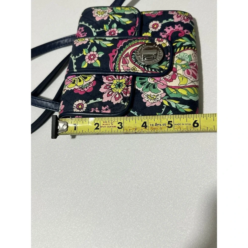 Vera Bradley Mini Turn Lock Crossbody PETAL PAISLEY Pink Floral Travel Bag Purse
